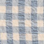 Tissu Seersucker Vichy coton - Bleu gris, écru