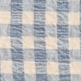 Tissu Seersucker Vichy coton - Bleu gris, écru
