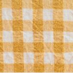 Tissu Seersucker Vichy coton - Moutarde, blanc