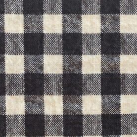 Tissu Seersucker Vichy coton - Noir, écru