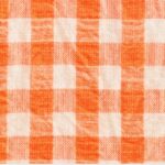 Tissu Seersucker Vichy coton - Orange, écru