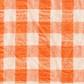 Tissu Seersucker Vichy coton - Orange, écru