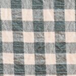 Tissu Seersucker Vichy coton - Vert de gris, écru