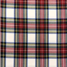 Tissu tartan écossais Dress Stewart – Blanc et rouge