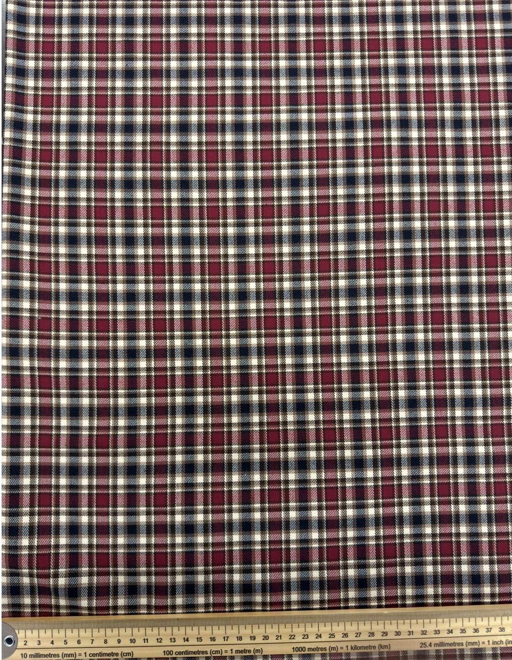 Tissu tartan écossais petits carreaux – Bordeaux, bleu marine et blanc Tissu tartan écossais petits carreaux – Bordeaux, bleu marine et blanc