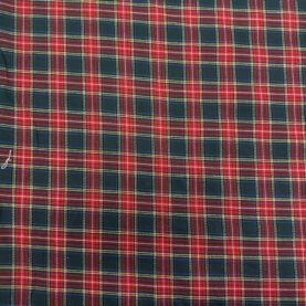 Tissu tartan écossais petits carreaux – Vert sapin et rouge