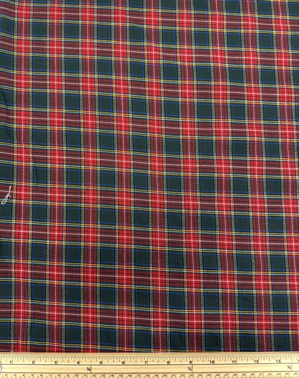 Tissu tartan écossais petits carreaux – Vert sapin et rouge Tissu tartan écossais petits carreaux – Vert sapin et rouge