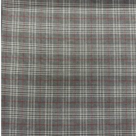 Tissu tartan écossais Prince de Galles – Gris clair, fil rouge