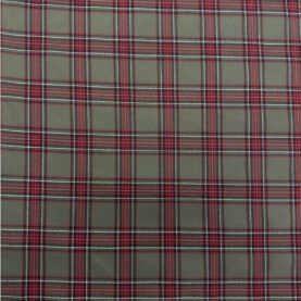 Tissu tartan écossais – Vert kaki et bordeaux