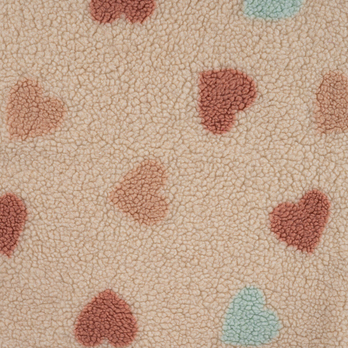 Tissu teddy jacquard cœurs – Beige (1) Tissu teddy jacquard cœurs – Beige