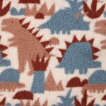 Tissu teddy jacquard dinosaures – Écru
