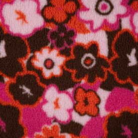 Tissu teddy jacquard fleurs rétro – Multicolore