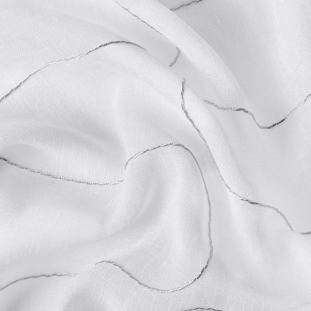 Tissu voilage Tempo - Écru, broderie grise Tissu voilage Tempo - Écru, broderie grise