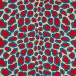 Toile brodée "Coup de Griffe" édition Thevenon Paris - Bleu paon et rouge OEKO-TEX