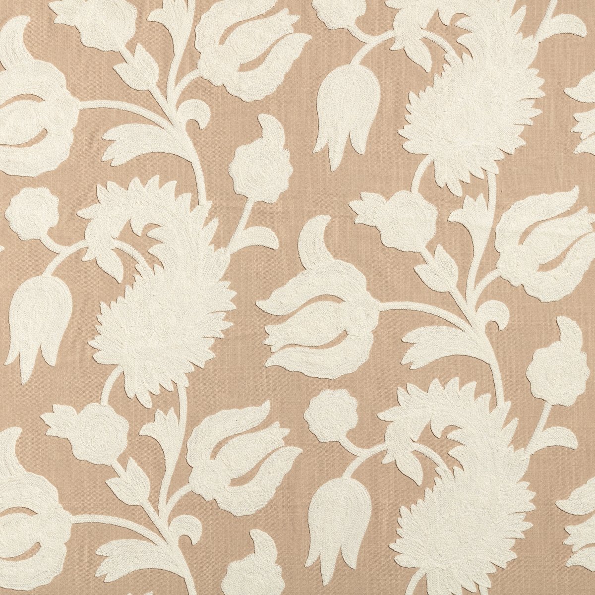 Toile brodée "Florence" édition Thevenon Paris - Écru fond beige OEKO-TEX Toile brodée "Florence" édition Thevenon Paris - Écru fond beige OEKO-TEX